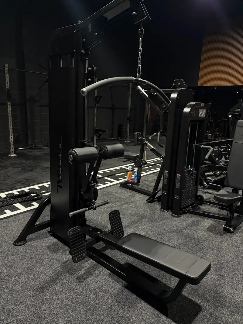 Primal cable crossover machine and assisted pull-up station in the strength training area
